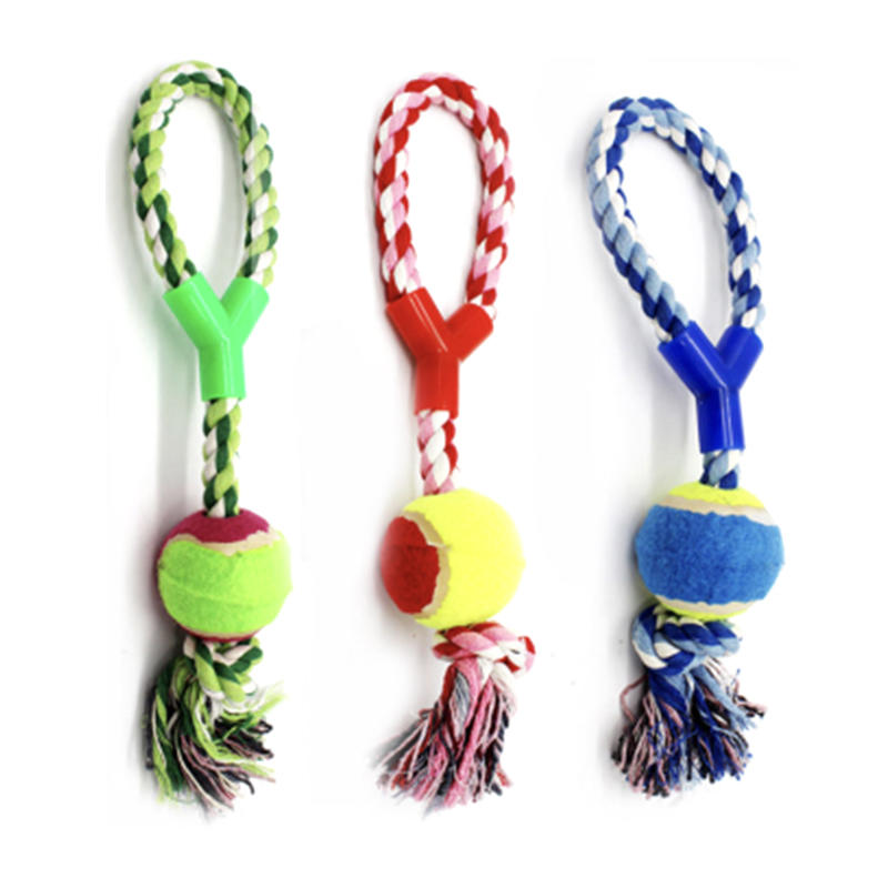 Juguetes para perros de tenis con cuerda de algodón Y